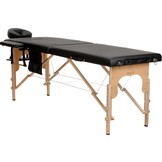 Houten massagetafel - 2 segmenten - verstelbaar - zwart ECO-leer - 216 cm lang