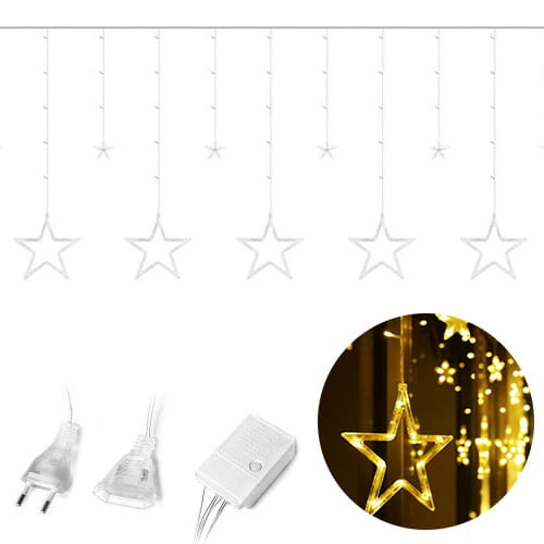 Kerstverlichting - sterren -  gordijn - 4m