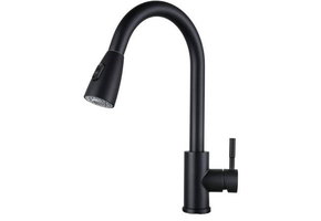 Keukenkraan - uittrekbaar uitloop - mat zwart
