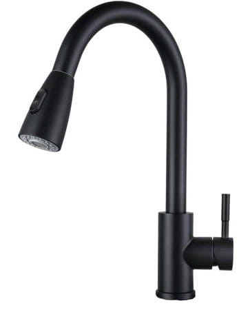 Keukenkraan - uittrekbaar uitloop - mat zwart