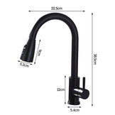 Keukenkraan - uittrekbaar uitloop - mat zwart