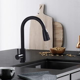 Keukenkraan - uittrekbaar uitloop - mat zwart