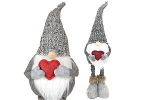 Kerstkabouter - kerst gnoom - met hart - knuffel