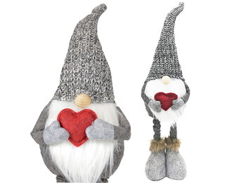 Kerstkabouter - kerst gnoom - met hart - knuffel
