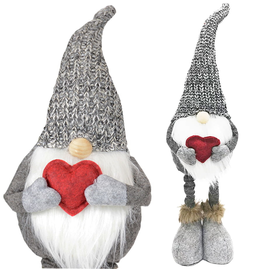 Kerstkabouter - kerst gnoom - met hart - knuffel