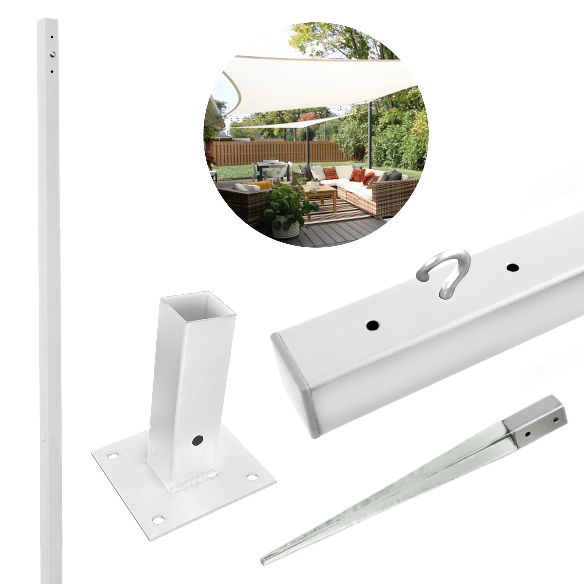 Schaduwdoek palen - wit - 12x12x15,5 cm