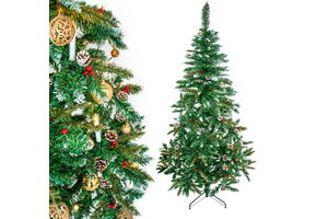 Kerstboom - groen - met set kegels en rode lijsterbes -  160cm