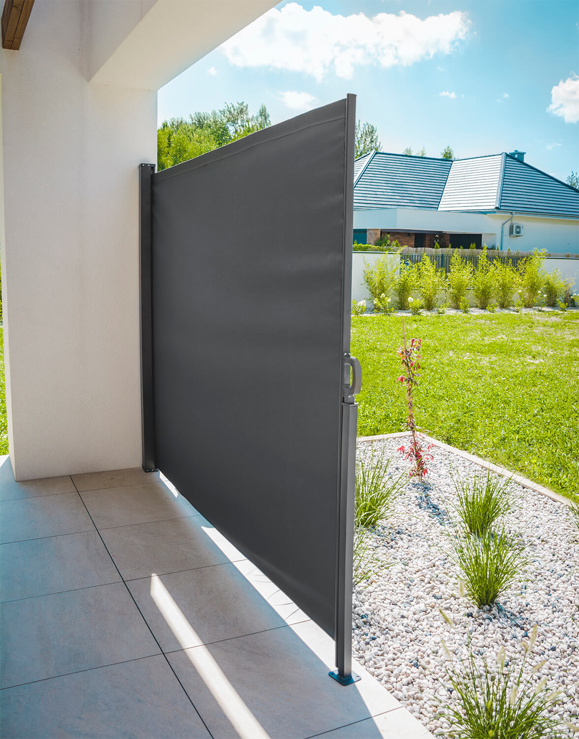 Windscherm - grijs - uitschuifbaar - 350x180 cm