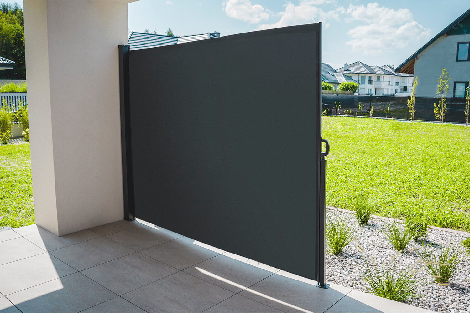 Windscherm - grijs - uitschuifbaar - 350x180 cm