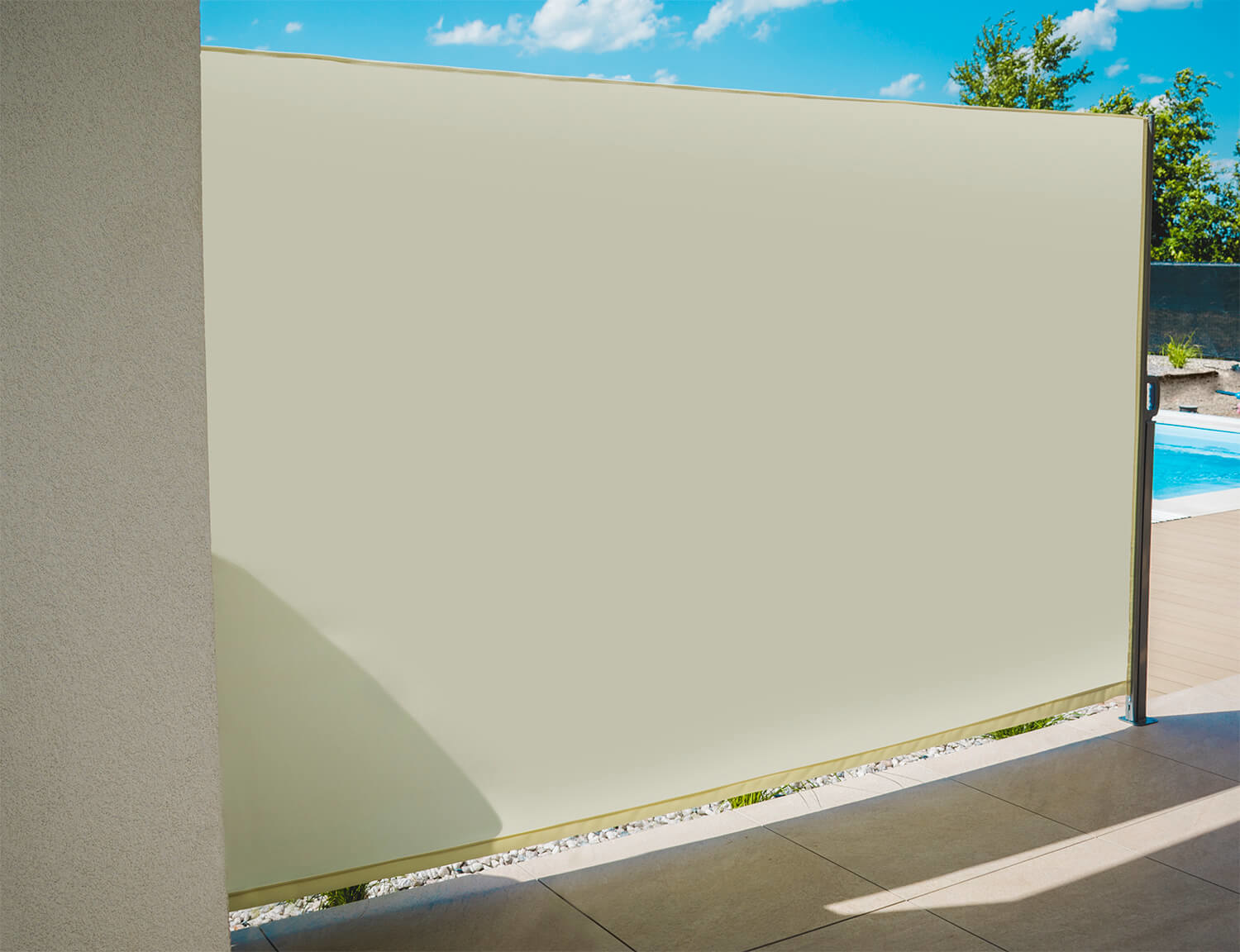 Windscherm - beige - uitschuifbaar - 350x180 cm