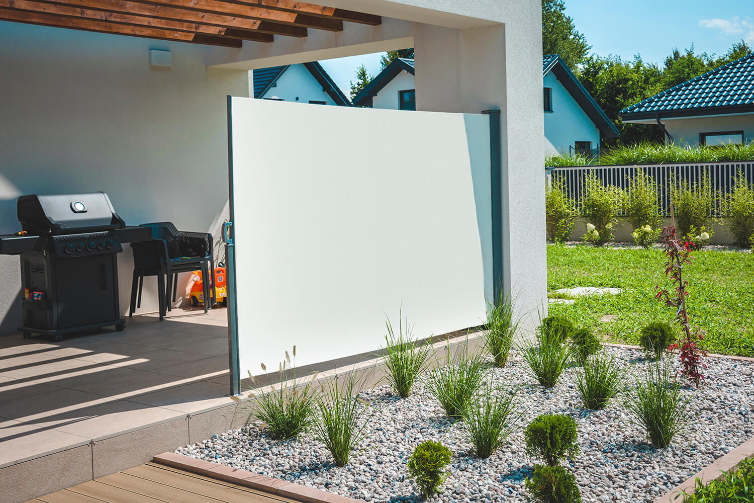 Windscherm - beige - uitschuifbaar - 350x180 cm