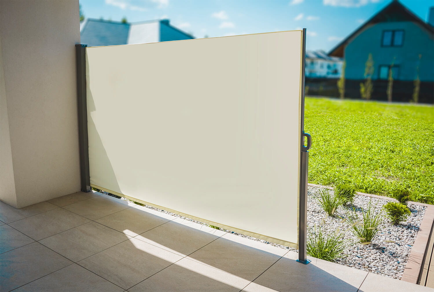Windscherm - beige - uitschuifbaar - 350x180 cm