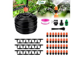 Druppelsysteem - met 25 sproeikoppen - 25 m - zwart