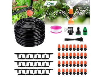 Druppelsysteem - met 25 sproeikoppen - 25 m - zwart