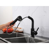 Keukenkraan uittrekbaar - met twee slangen - zwart
