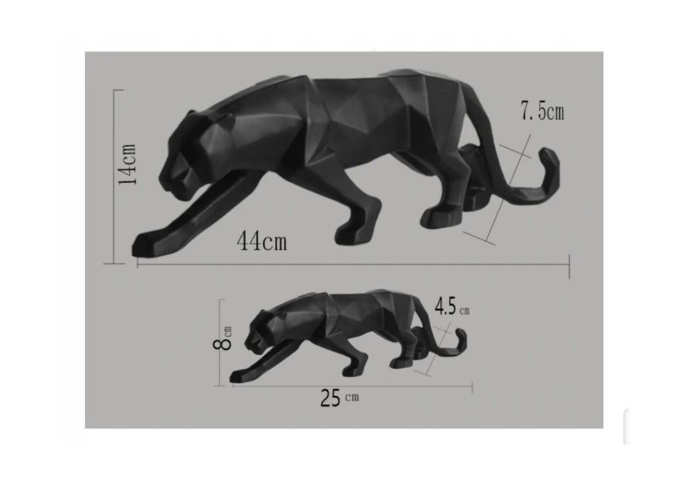 Panter beeld - zwart - 44x14 cm