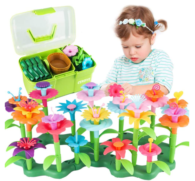 Bloementuin speelset - met 64 bloemen - 16 meeldraden - 50 stengels