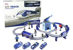 Elektrische treinbaan - politie - 92 elementen - blauw