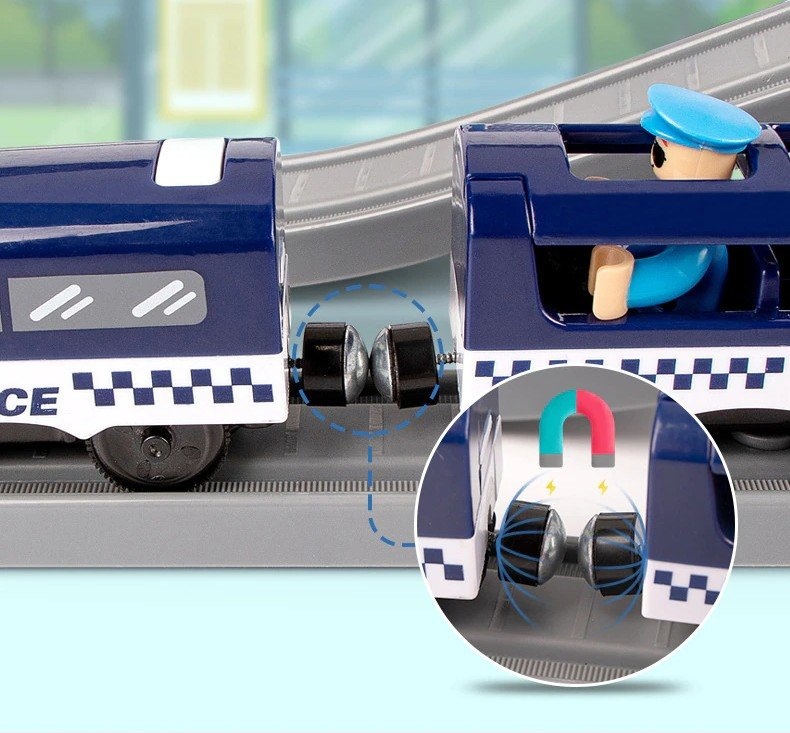 Elektrische treinbaan - politie - 92 elementen - blauw