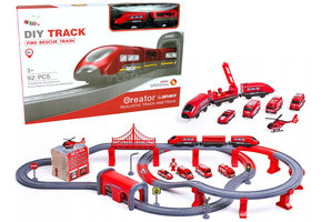 Elektrische treinbaan - brandweer - 92 elementen - rood