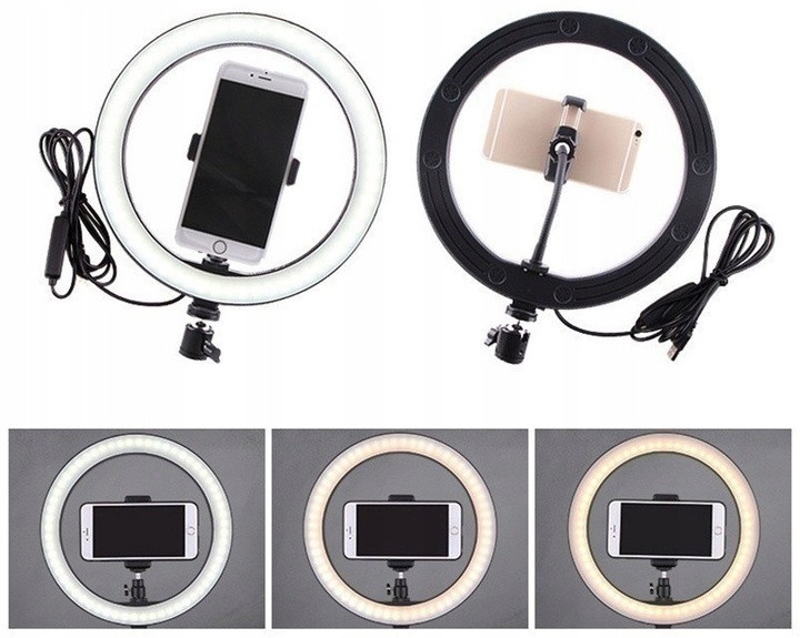 Ringlamp - Kleur licht warm, natuurlijk, koud - roterend statief