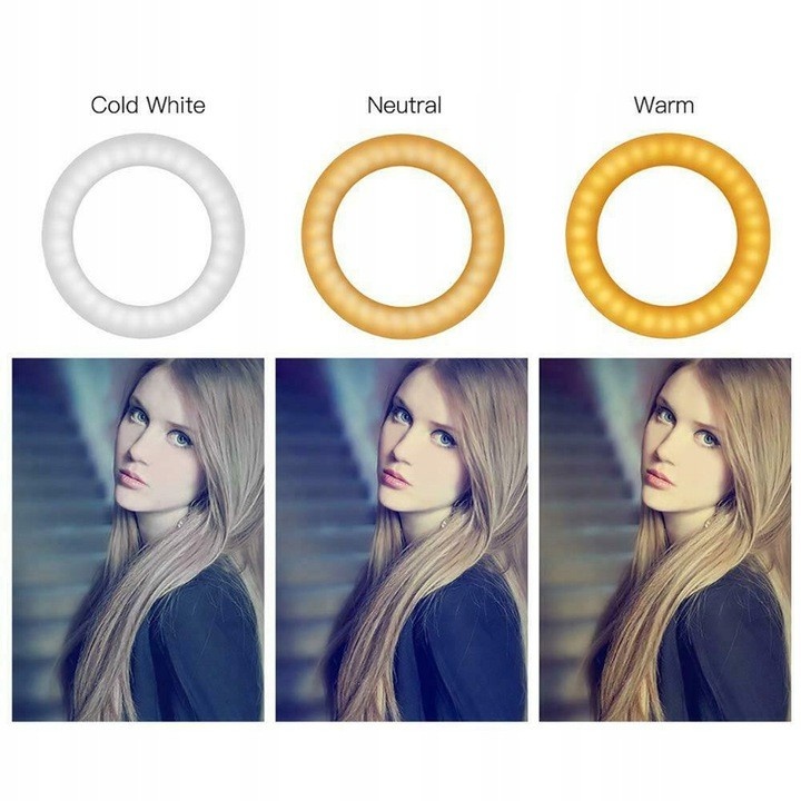 Ringlamp - Kleur licht warm, natuurlijk, koud - roterend statief