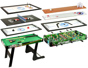 8in1 multi game tafel - tafelvoetbal,air hockey,krullen,biljart,bowling,ping pong