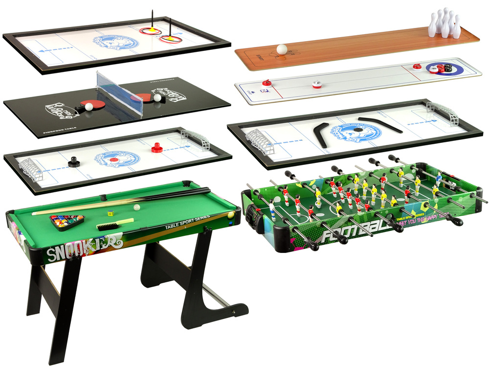 8in1 multi game tafel - tafelvoetbal,air hockey,krullen,biljart,bowling,ping pong