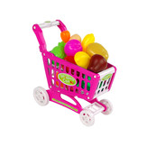 Speelgoed kassa set - met karretje - voedingsmiddelen - roze