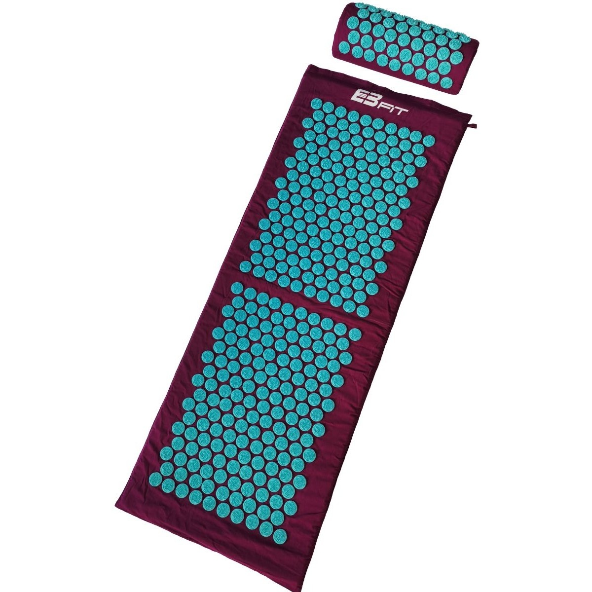 Spijkermat - shakti mat - 128x48x2cm - met kussen - paars blauw