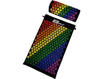 Spijkermat - shakti mat - 67x42x2cm - met kussen - regenboog