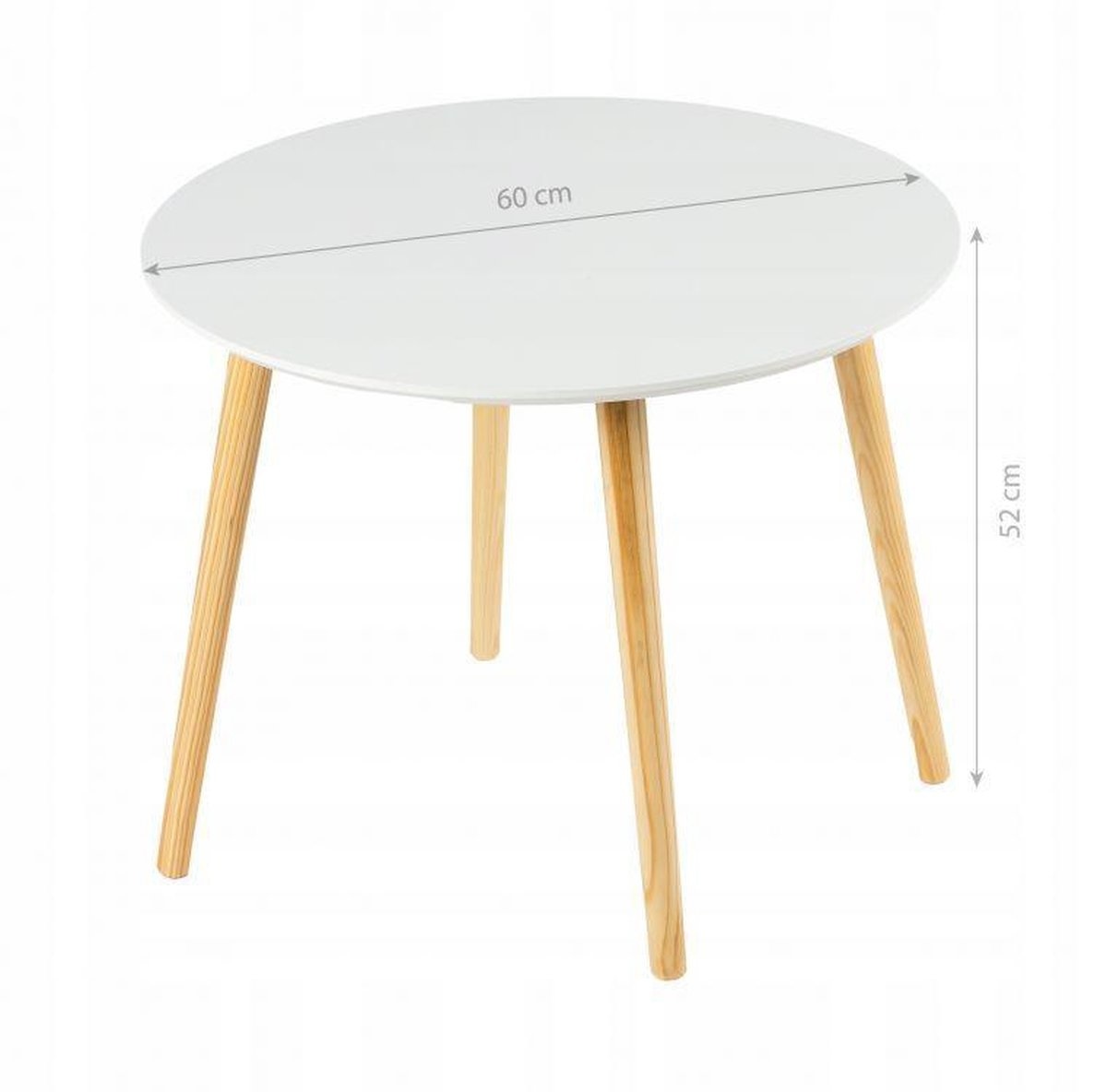 Houten salontafel - 60x60x52 cm - wit