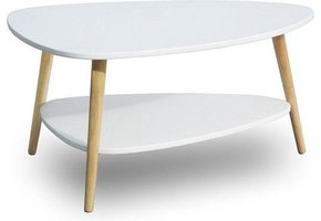 Houten salontafel - 90x67x45 cm - wit - 2 tafelbladen