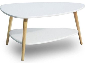 Houten salontafel - 90x67x45 cm - wit - 2 tafelbladen