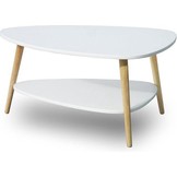 Houten salontafel - 90x67x45 cm - wit - 2 tafelbladen