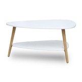 Houten salontafel - 90x67x45 cm - wit - 2 tafelbladen