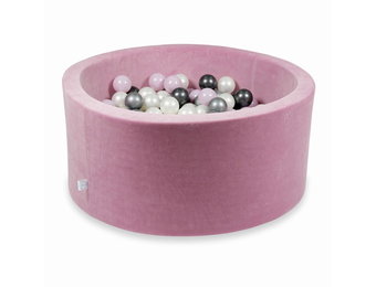 Ballenbak - velvet roze - 90x40 cm - 300 ballen - baby roze, zilver, antraciet, parelmoer