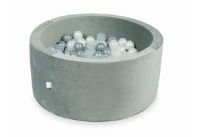 Ballenbak - velvet grijs - 90x40 cm - 300 ballen - transparant, parelmoer, zilver
