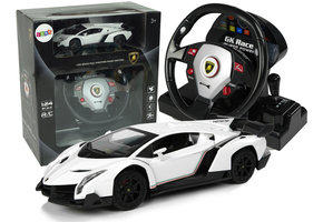 Afstandsbediening Auto Lamborghini Veneno Wit 2.4G Afstandsbediening Stuurwiel Geluid Licht