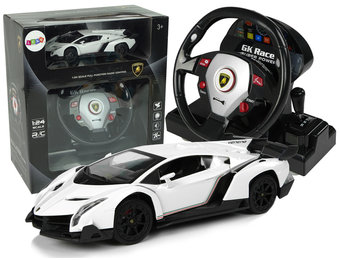 Afstandsbediening Auto Lamborghini Veneno Wit 2.4G Afstandsbediening Stuurwiel Geluid Licht