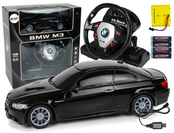 Afstandsbediening Auto BMW M3 Zwart 2.4G Afstandsbediening Stuurwiel 1:18 Geluid Licht