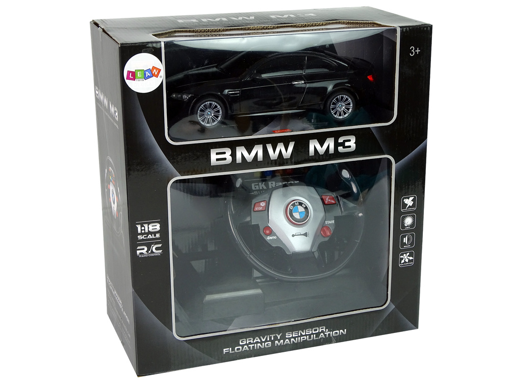 Afstandsbediening Auto BMW M3 Zwart 2.4G Afstandsbediening Stuurwiel 1:18 Geluid Licht