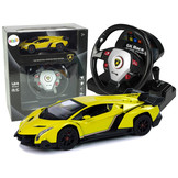 Afstandsbediening Auto Lamborghini Veneno Geel 2.4G Afstandsbediening Stuurwiel Geluid Licht
