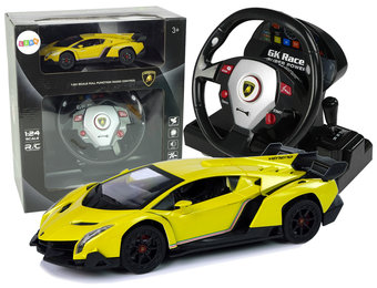 Afstandsbediening Auto Lamborghini Veneno Geel 2.4G Afstandsbediening Stuurwiel Geluid Licht
