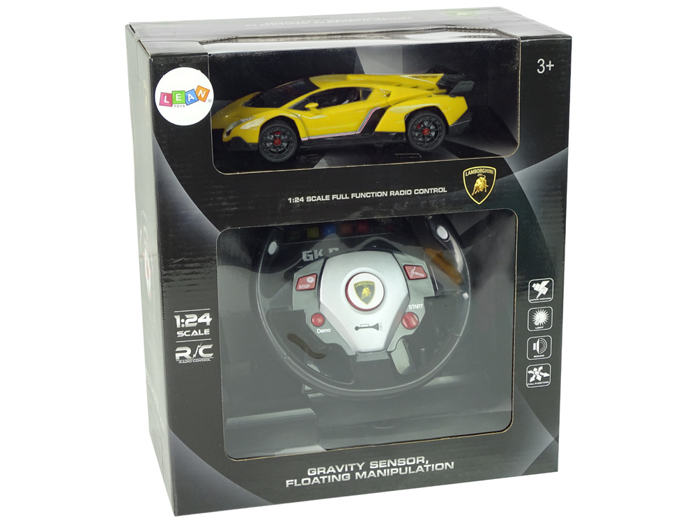 Afstandsbediening Auto Lamborghini Veneno Geel 2.4G Afstandsbediening Stuurwiel Geluid Licht