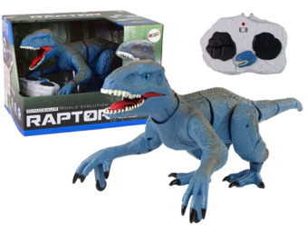 Op afstand bestuurbare dinosaurus velociraptor geluid brullende geluiden blauw