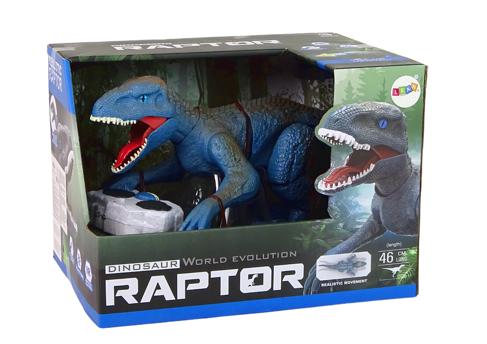Op afstand bestuurbare dinosaurus velociraptor geluid brullende geluiden blauw