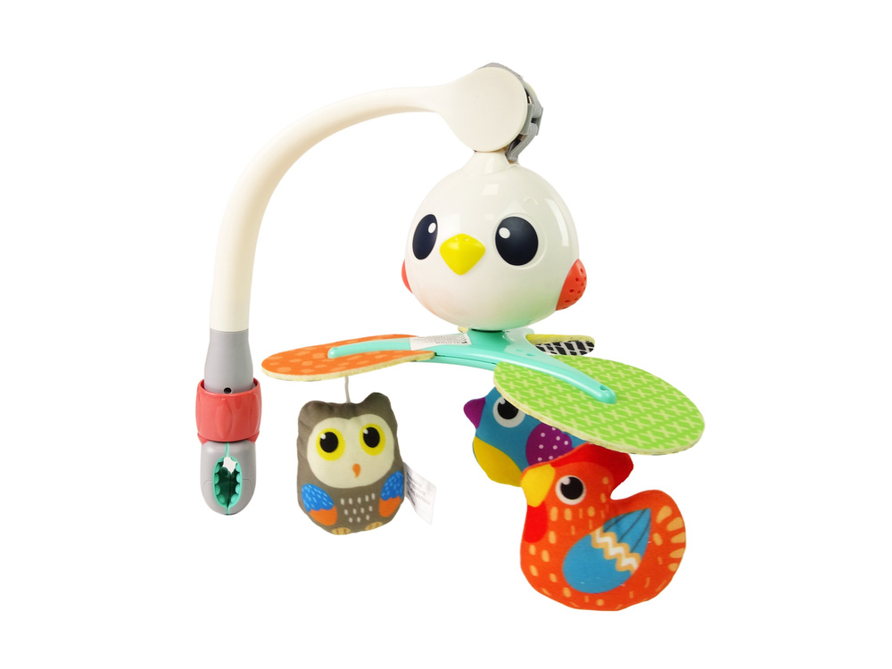 Carrousel voor baby's voor een kinderbedje, een kinderwagen, kleurrijke vogels, een melodie
