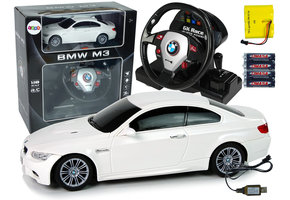 Afstandsbediening Auto BMW M3 Wit 2.4G Afstandsbediening Stuurwiel 1:18 Licht Geluid