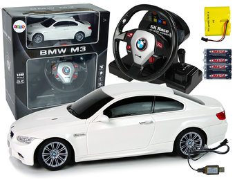 Afstandsbediening Auto BMW M3 Wit 2.4G Afstandsbediening Stuurwiel 1:18 Licht Geluid